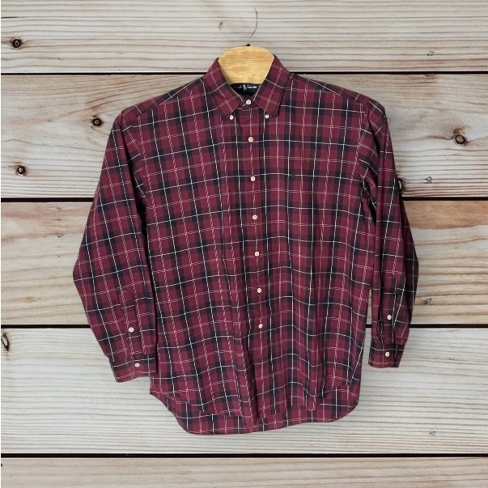 Ralph Lauren Blake Shirt Mens Large Red Plaid Button Up Long Sleeve‎ Pony